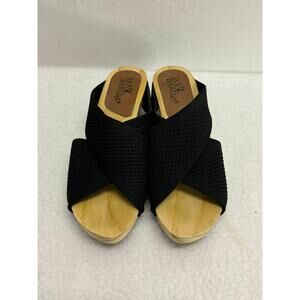 Jaxy Bird Black Wooden Sole Open Toe Wedge Sandals Womens Size EU‎ 39